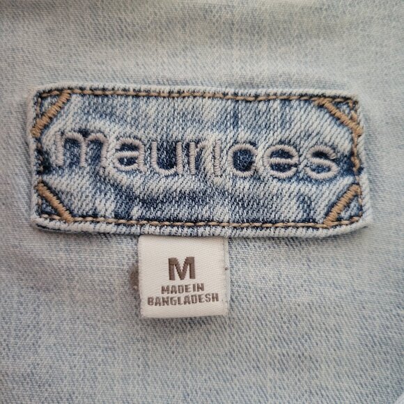 Maurices Denim Jean Jacket Women’s M Classic Button Front w/ Button Faded Wash - Picture 3 of 6
